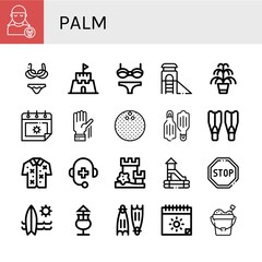 palm simple icons set