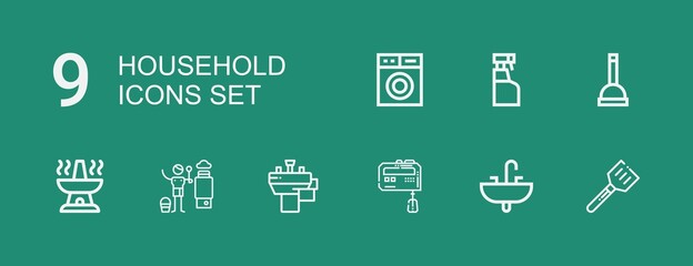 Editable 9 household icons for web and mobile