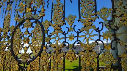 Ornament elements of the Golden Gate of the Catherine Palace in Pushkin, Russia. Wrought iron...