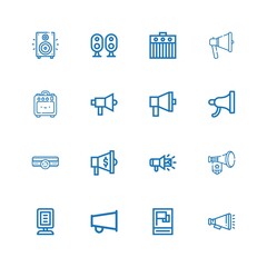 Editable 16 bullhorn icons for web and mobile