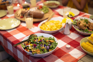 Some food on a dinner table 