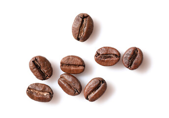 Obraz premium Group of coffee beans isolated on white background