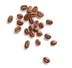 Group of coffee beans isolated on white background