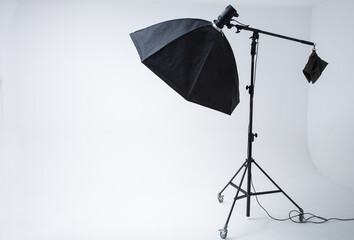 Various professional photographic staff in the studio - 360189832