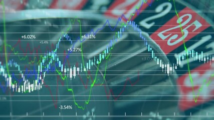Animation of statistics And data processing over roulette spinning - Powered by Adobe