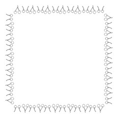 Square frame with black-and-white cherries on white background. Vector image.