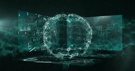 Animation of scientist equation over 3D brain during coronavirus covid19 pandemic