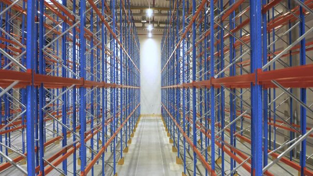 high storage warehouse - LED lighting - aerial shot