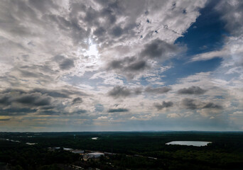 Beautiful blue sky with an amazing of white clouds.