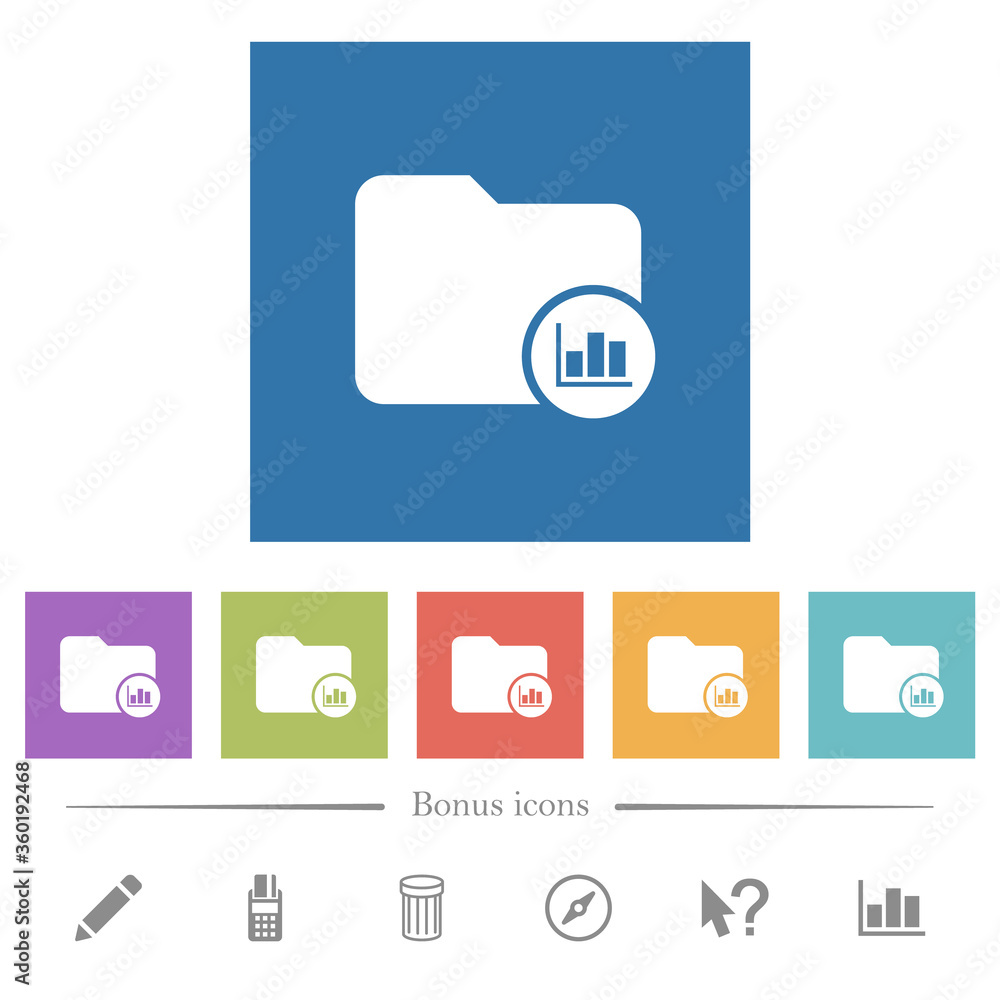 Poster directory usage statistics flat white icons in square backgrounds
