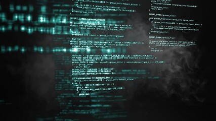 Animation of digital data over grey shadow on black background