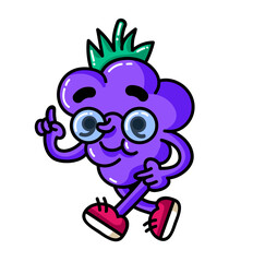 Pear. Vector flat cartoon color icon with emotions.