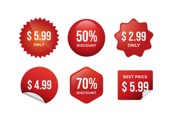 set of discount sale tags - labels