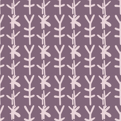 Tribal symbols seamless pattern on pink background. Ancient ethnic endless wallpaper.