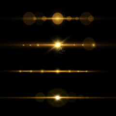 Set of flashes, Lights, Sparkles on transparent background.