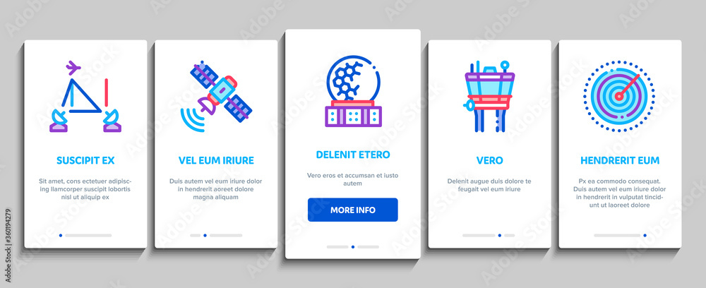 Poster air navigation tool onboarding mobile app page screen vector. air navigation dispatcher and traffic 