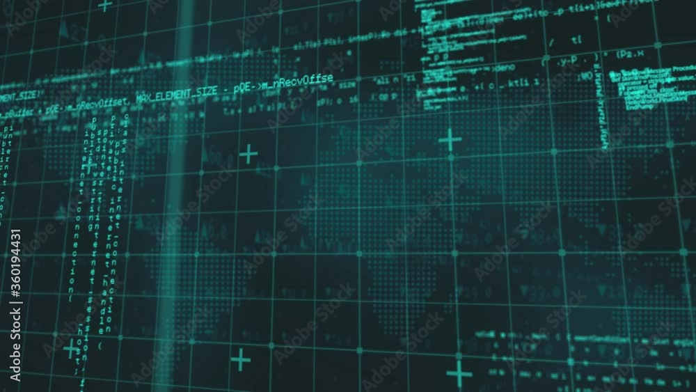 Poster animation of digital data moving on back background