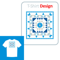 Decorative flowers. Ethnic boho ornament. Positive pattern on the t-shirt. Vector illustration for web design or print.