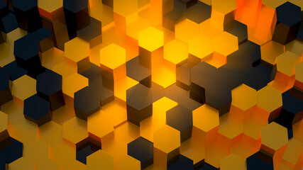 Abstract Golden Colored Hexagonal Background