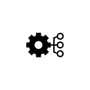 Data Integration icon in black flat glyph, filled style isolated on white background