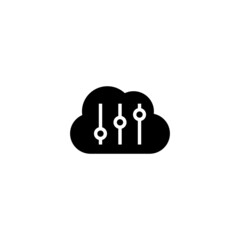 setting cloud configure icon. Cloud storage settings icon in black flat glyph, filled style isolated on white background