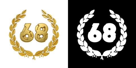 Gold number sixty-eight years celebration
