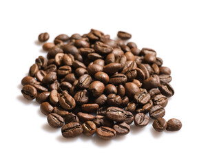 Group of coffee beans isolated on white background