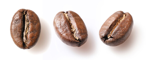 Collection of coffee bean isolated on white background