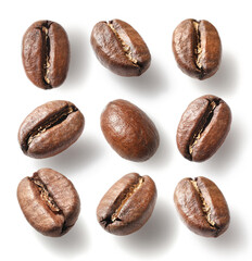 Collection of coffee bean isolated on white background