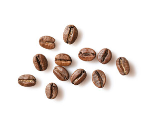 Group of coffee beans isolated on white background