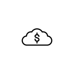 Cloud and Money icon in black line style icon, style isolated on white background