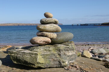 A small rock stack on the beach, Isle of Skye, Scotland, UK.