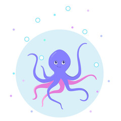 Funny octopus in a water bubble