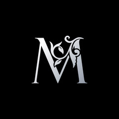 Monogram Initial Letter M Luxury Logo Icon, Vintage M Letter Logo Design Template