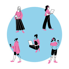 young women using an electronic device