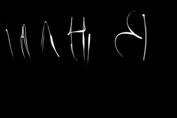 Laser rays depiction of names alphabets