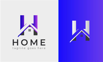 H latter concept house logo designs, real estate icon suitable for info graphics, websites and print media. Vector, flat icon, badges, labels, clip art. Line art style. Thin line design. Color design.