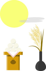 中秋の名月　お月見　お団子とススキ