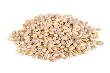 Heap of pearl barley isolated on white, food