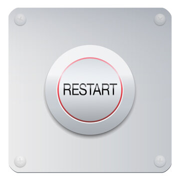 Restart button on a chrome panel to start machines, gadgets instruments, a company, society, but also a new project, adventure, lifestyle, relationship or many other beginnings.

