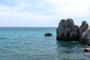 Fototapeta na wymiar limestone rocks in the sea