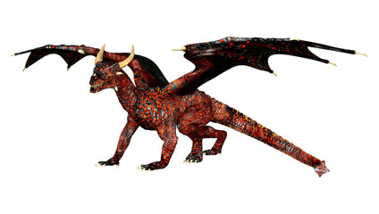 3D Rendering Fairy Tale Dragon on White