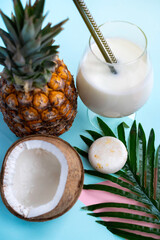 solid shampoo with coconut and pineapple Pina colada hair care Spa. High quality photo