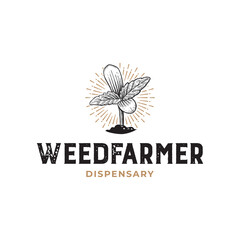 Weed Farmer Dispensary Rustic Hand Drawn Logo Template