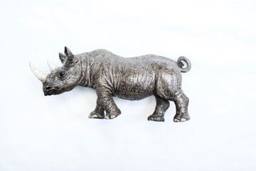 Plastic animal rhino toy for kids. white back ground. 