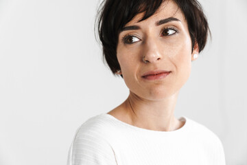 Portrait of an attractive short brunette haired woman
