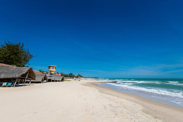 Fototapeta na wymiar Beach restaurant on ocean road from Ba Ria to La Gi in Vietnam