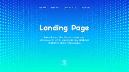 Web site landing page business template. Vector abstract minimal halftone blue background