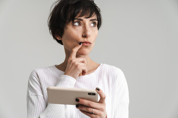 Portrait of an attractive short brunette haired woman