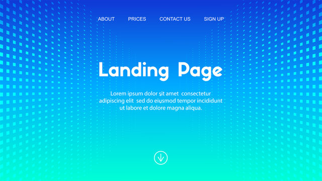 Web site landing page business template. Vector abstract minimal halftone blue background